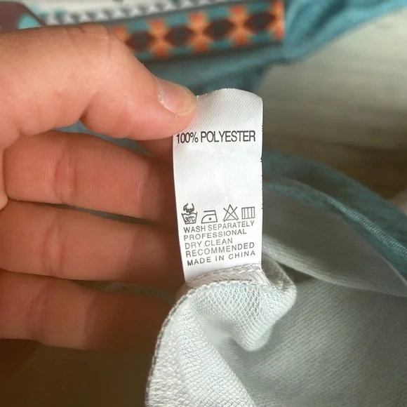 Blue Aztec Horse Print Half-Zip Up Jacket Womens 1XL Fits like Medium - Picture 9 of 9